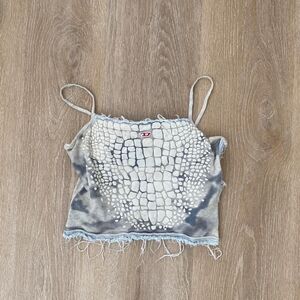 Diesel Gray and Cream Cropped Camisole
